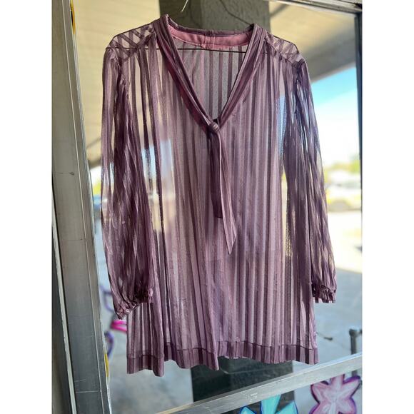 Vintage purple sheer striped blouse size medium - Picture 1 of 3